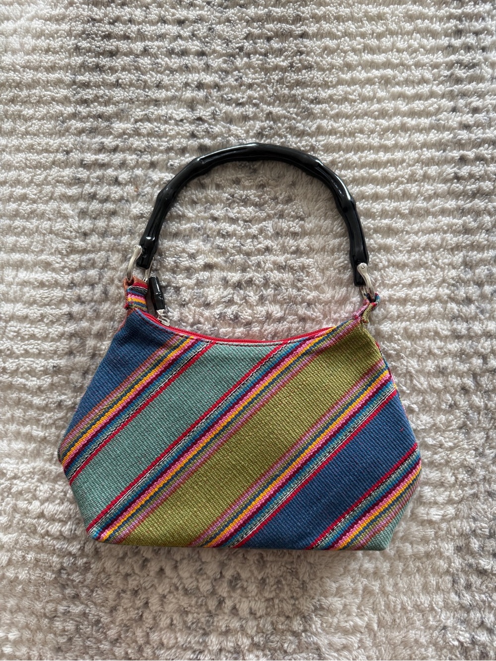Forever by Fossil Vintage Multicolor Striped Shoulder Bag - Blue, Green & Pink